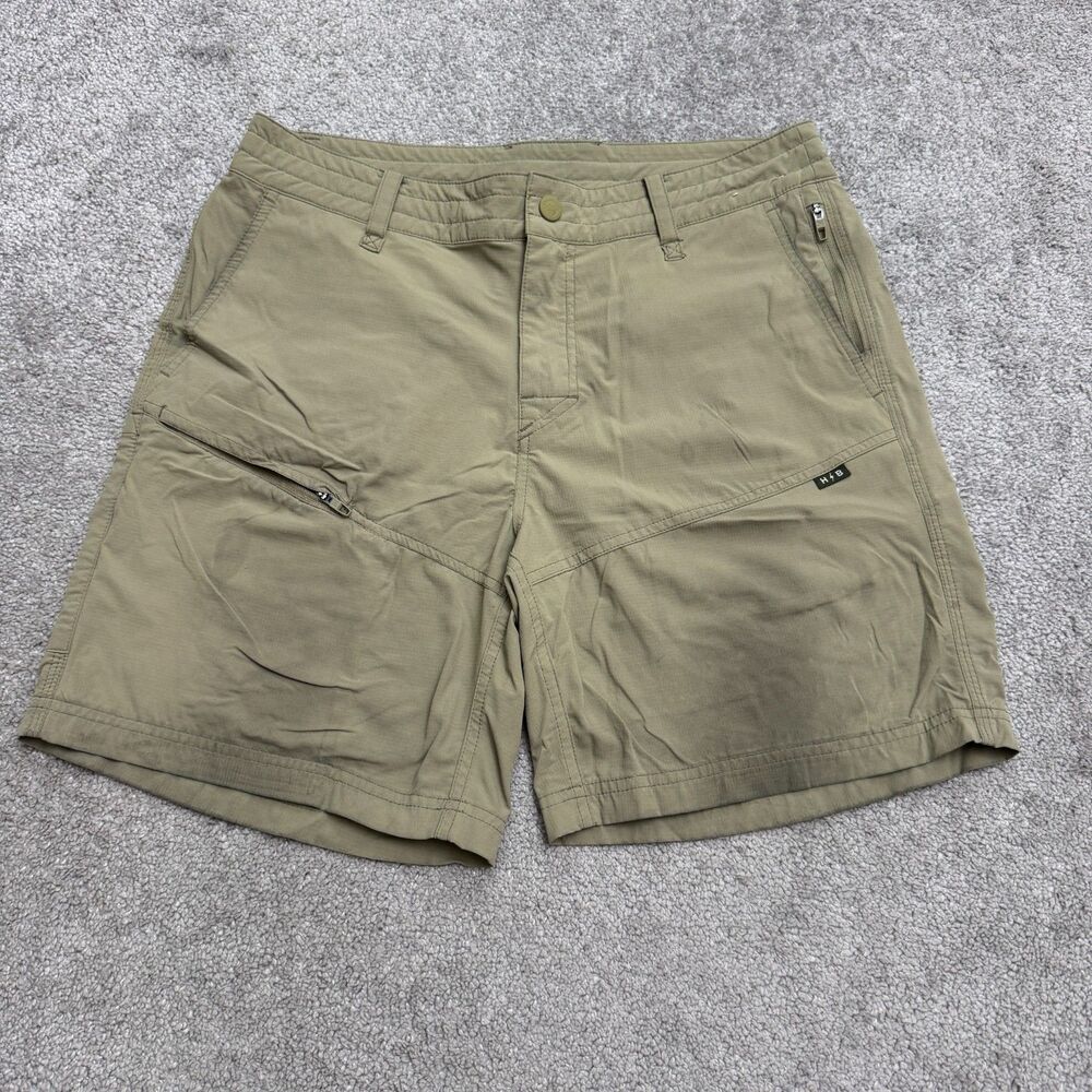 Howler Brothers Shoalwater Tech Shorts Mens 31 Khaki Green Stretch Hiking Water